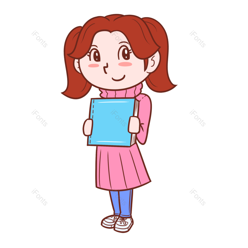 卡通图片,女孩元素,学生PNG,学生卡通免抠素材